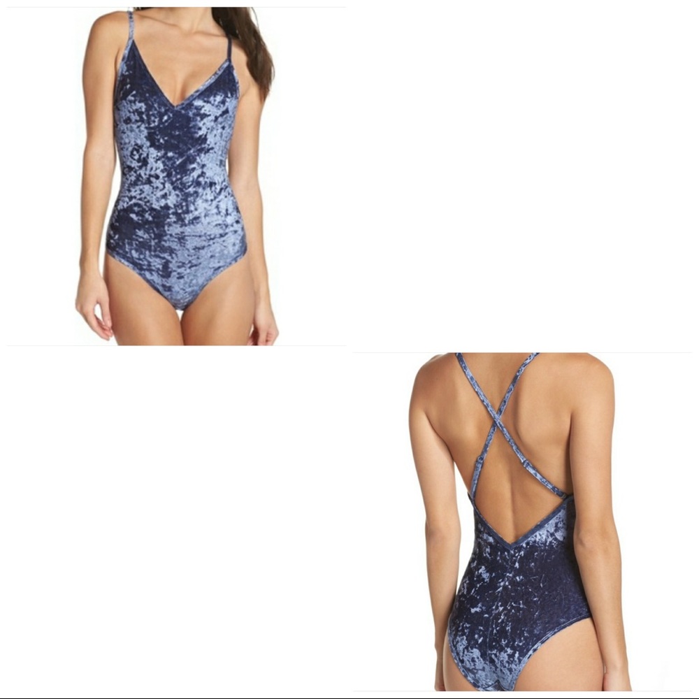 Sam Edelman Satin Blue Bodysuit